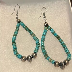 Turquoise Earrings with Sterling Silver Pearls